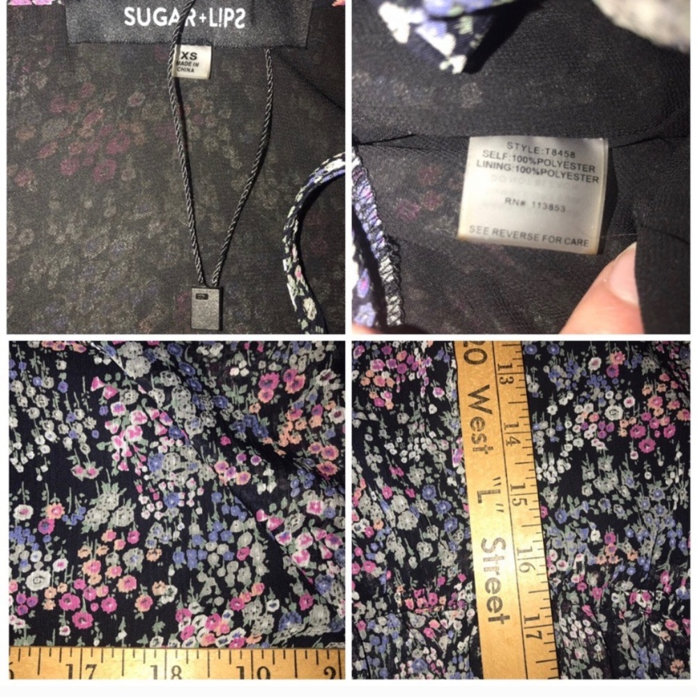 SugarLips Anastasia Floral Ruffle Top- XS NWOT - Picture 7 of 7